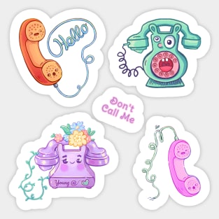 Retro Phone Characters Set Sticker